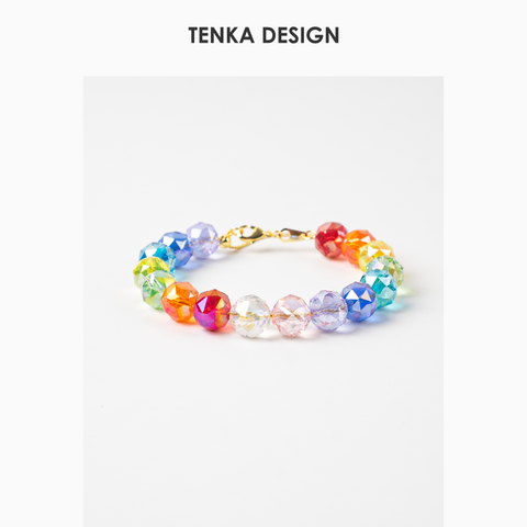 【TENKA】Rainbow Faceted Crystal Beaded Bracelet