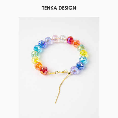 【TENKA】Rainbow Faceted Crystal Beaded Bracelet