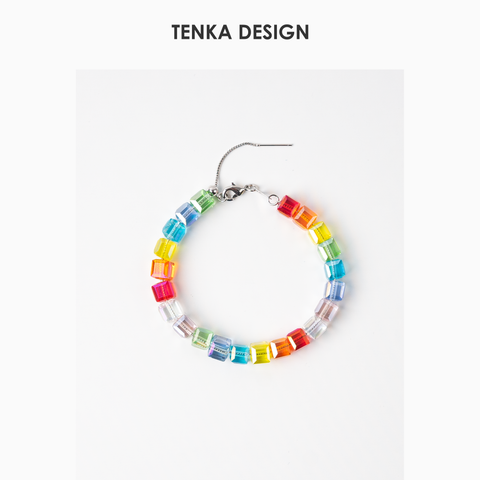【TENKA】Rainbow Cube Candy Color Crystal Bracelet