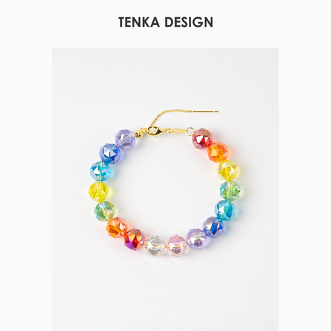 【TENKA】Rainbow Faceted Crystal Beaded Bracelet