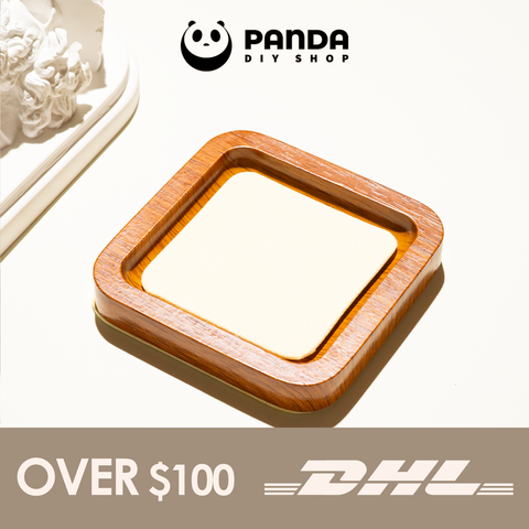 【Panda DIY SHOP】Handcrafted Square Wooden Tray with Ultra-Fiber Lining